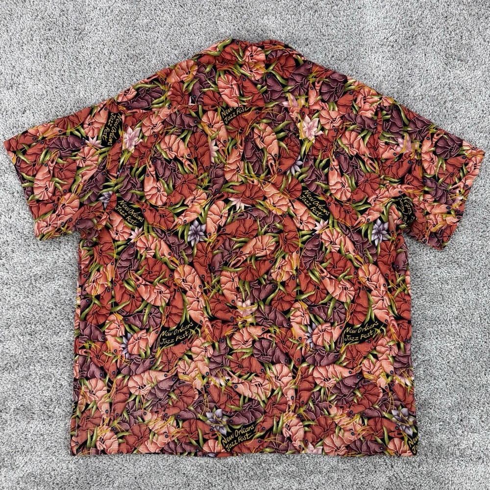 Vintage Bayou Wear Shirt Men's XL Crawfish By You Art 4 Jazz Fest Hawaiian Camp - Picture 8 of 8